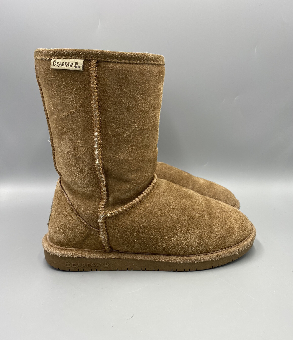 Bearpaw Emma Short 608W Earth Suede Boots Women Size 6