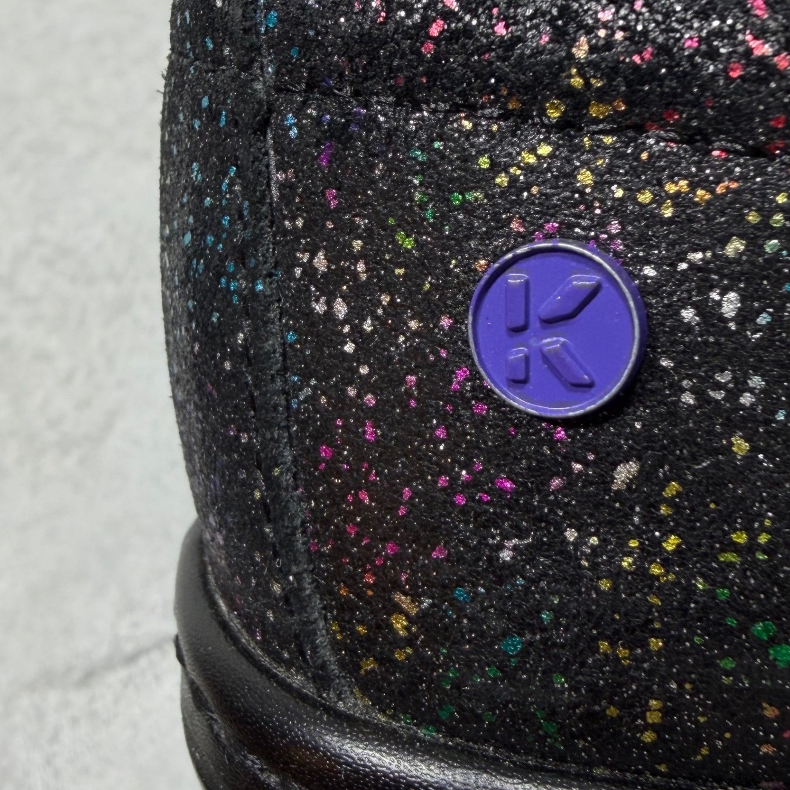 Klogs Naples Black Leather Multicolor Glitter Galaxy Clogs Shoes Womens 7.5 M