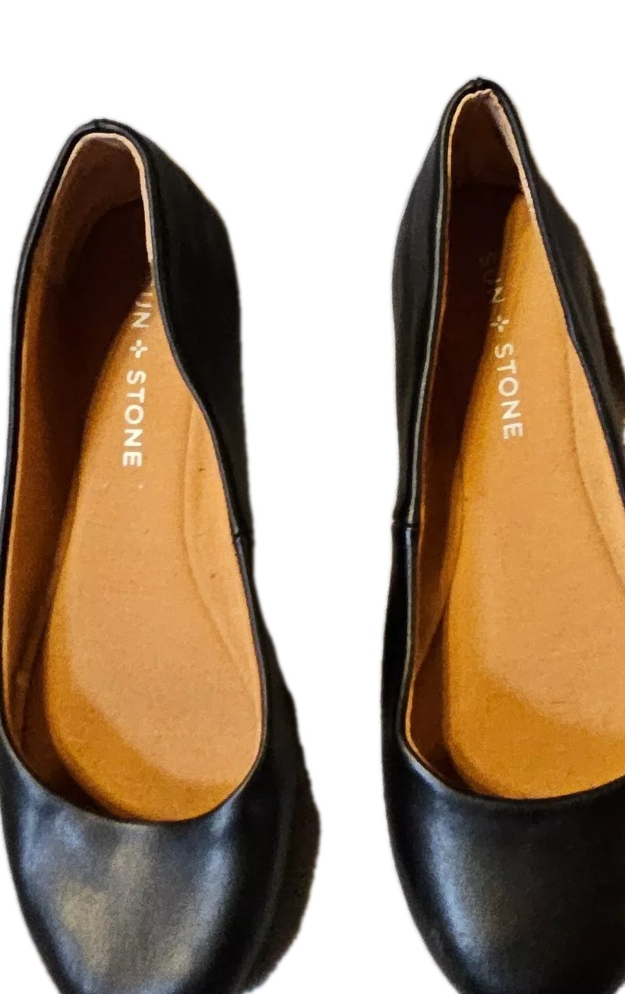 Sun+Stone Microfiber Eliana Black Ballet Flats Retro Size 5 1/2 Casual Workwear