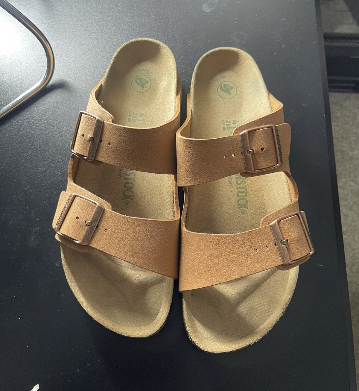 Birkenstock Women’s Brown Vegan 2-Strap Buckle Slide Sandals EU 41 US 10