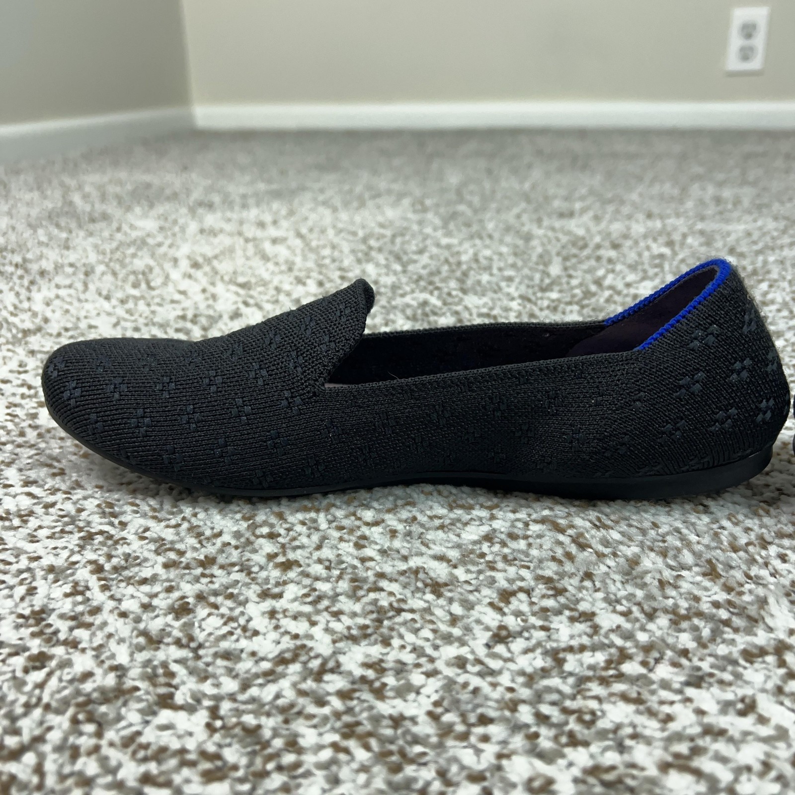Rothys Shoes Womens Size 8.5 Black The Loafer Knit Flats Round Toe Casual Travel