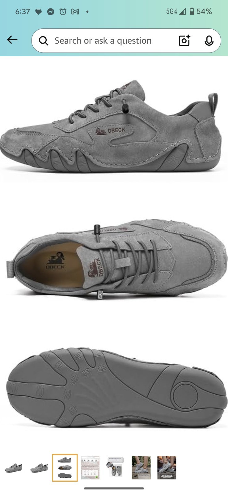 Dbeck Women’s Fashion Casual Walking Shoes Retro Leather Lightweight Li Grey 9.5