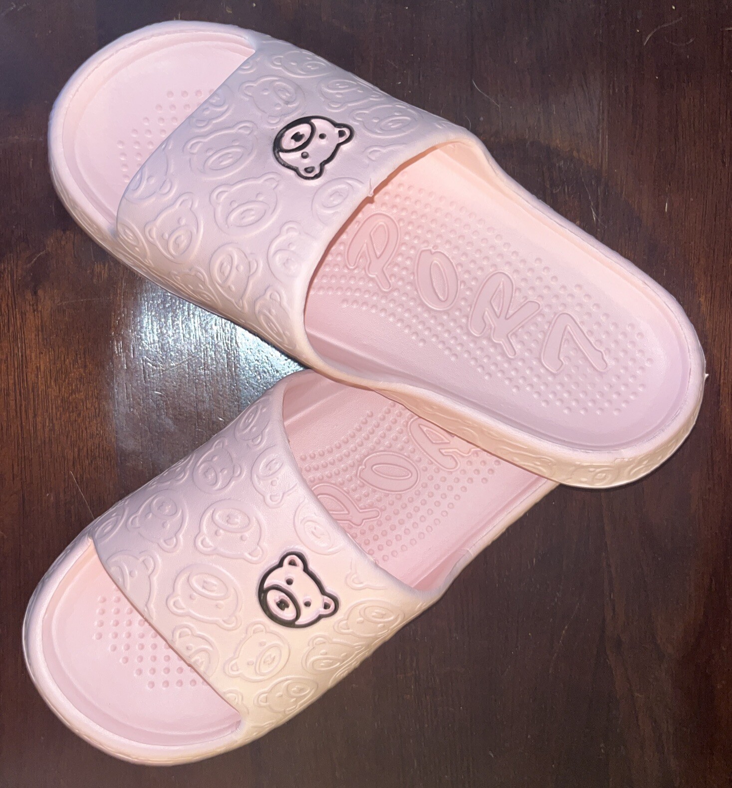 NEW CUTE BEAR PILLOW SLIDES PINK SZ 9-10 GARDEN BATHROOM SHOES NIB USA