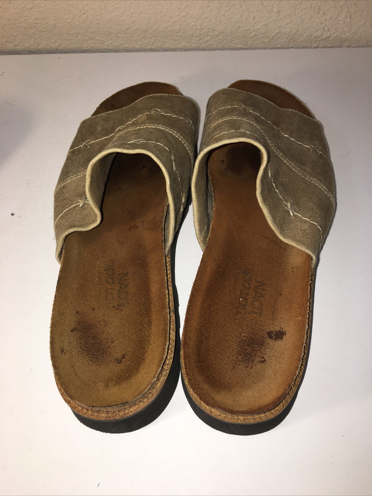 NAOT Tan Sandals Women’s 39 slides slip on 8.5 US