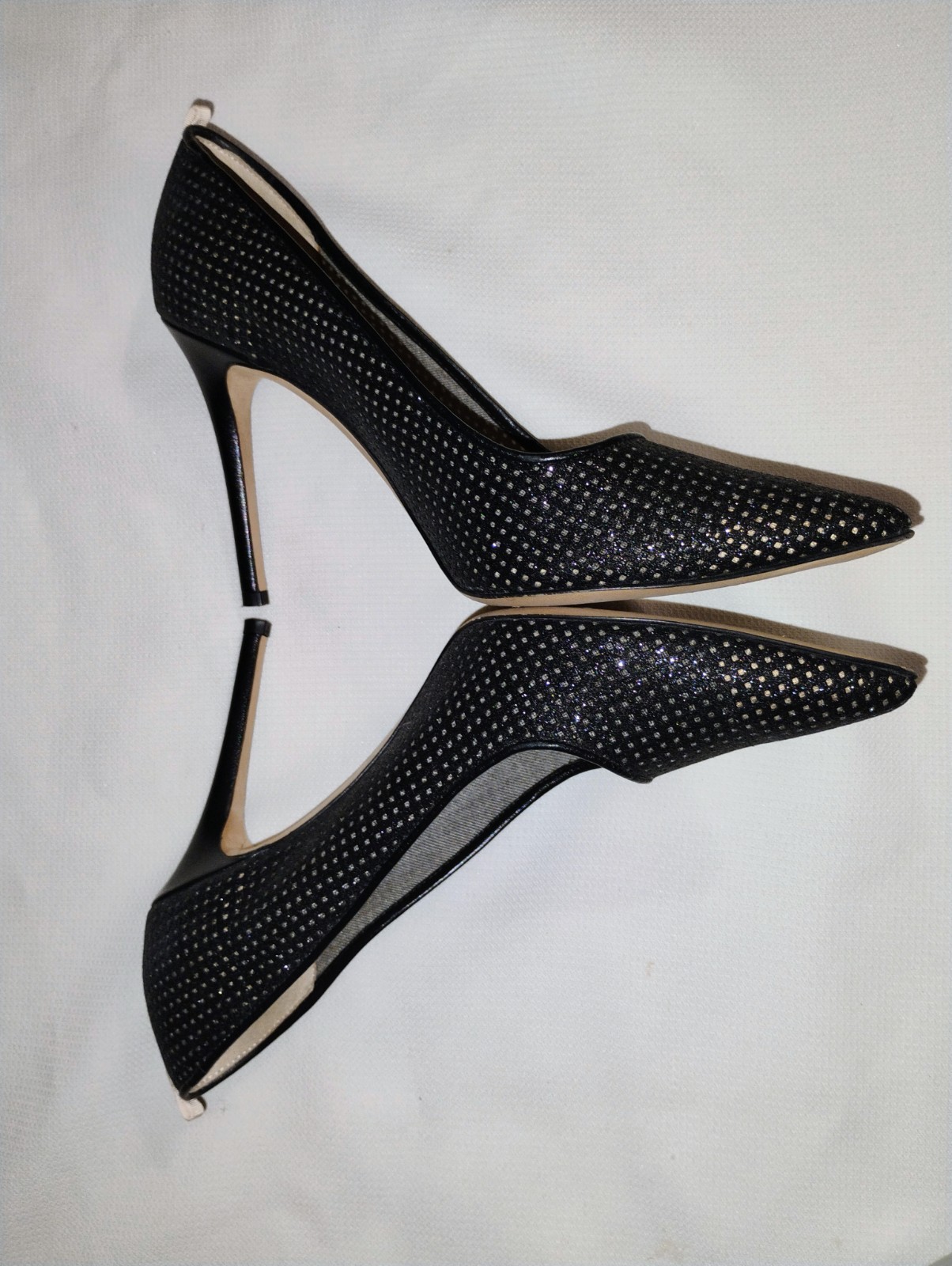 SJP Sarah Jessica Parker Fishnet Fawn Shimmery Stiletto Pumps Sz 38.5 US 7.5-8