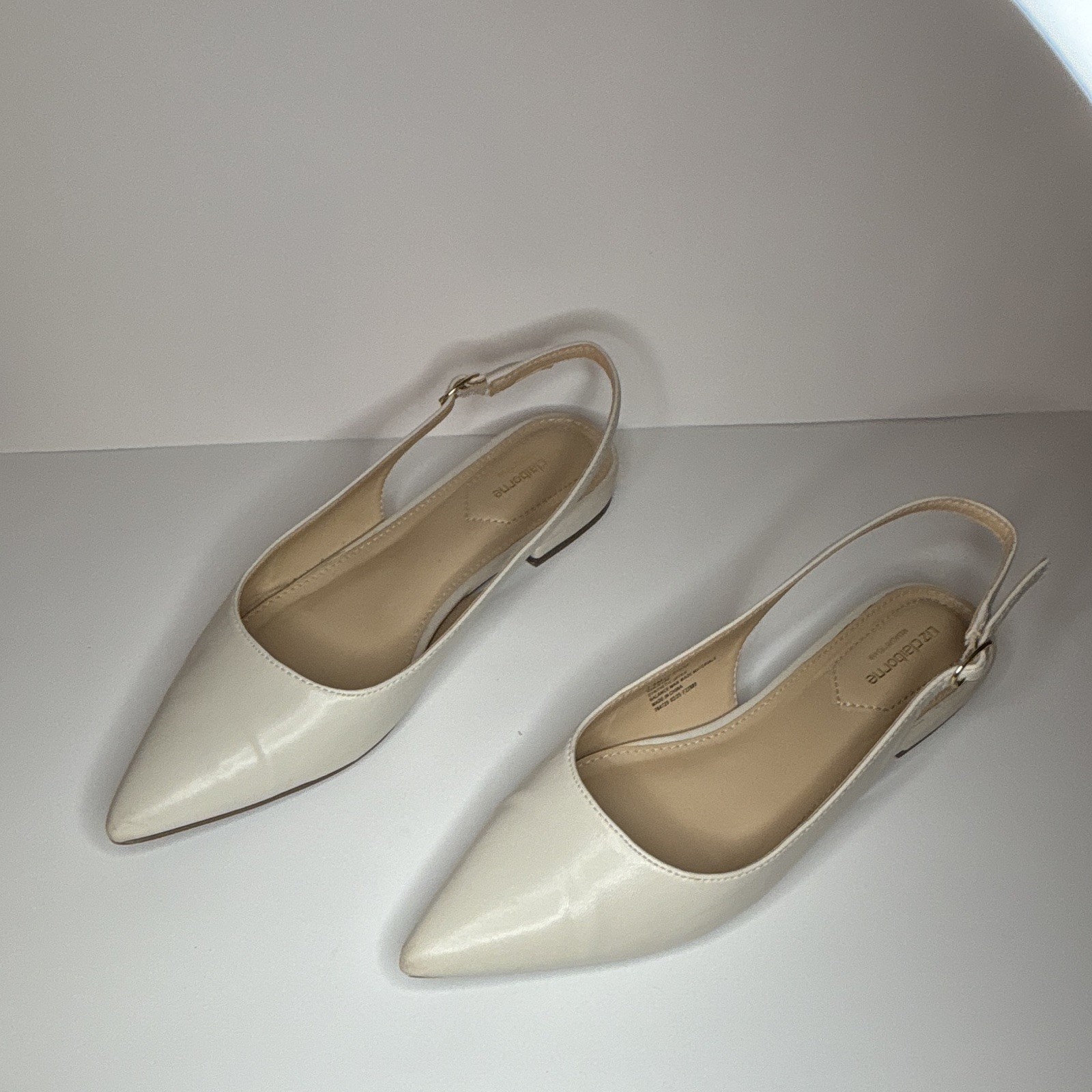 Liz Claiborne Sheba Cream Slingback Pointed Toe Flats Memory Foam 7.5W New
