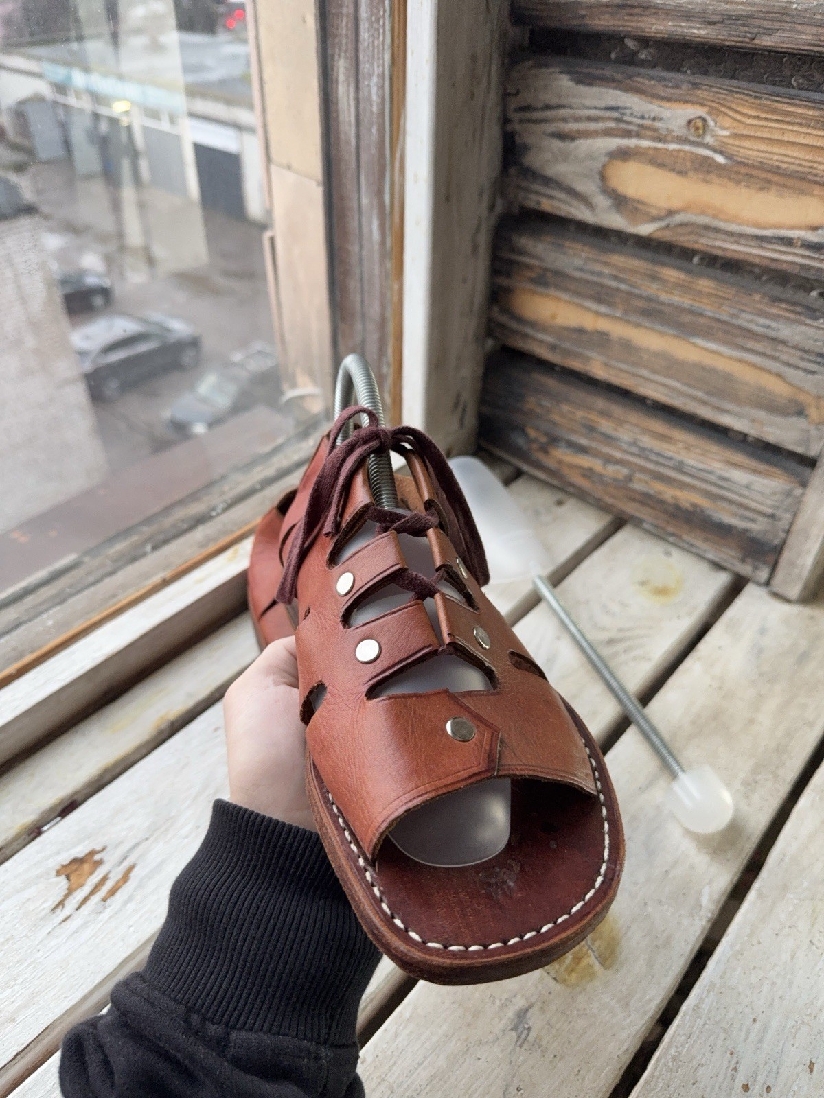 90s Sie Wie Bie Bali Handmade Leather Sandals Brown Vintage EU44 US10 UK9,5 Sz