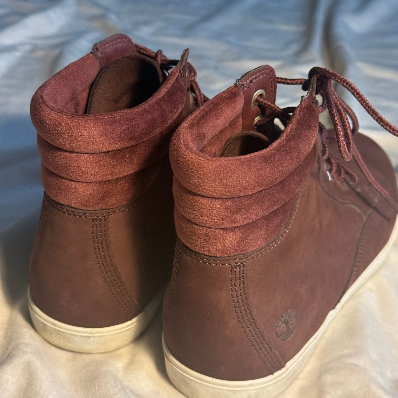 Timberland Women’s Dausette High-Top Lace-Up Sneaker Boots in Burgundy Nubuck