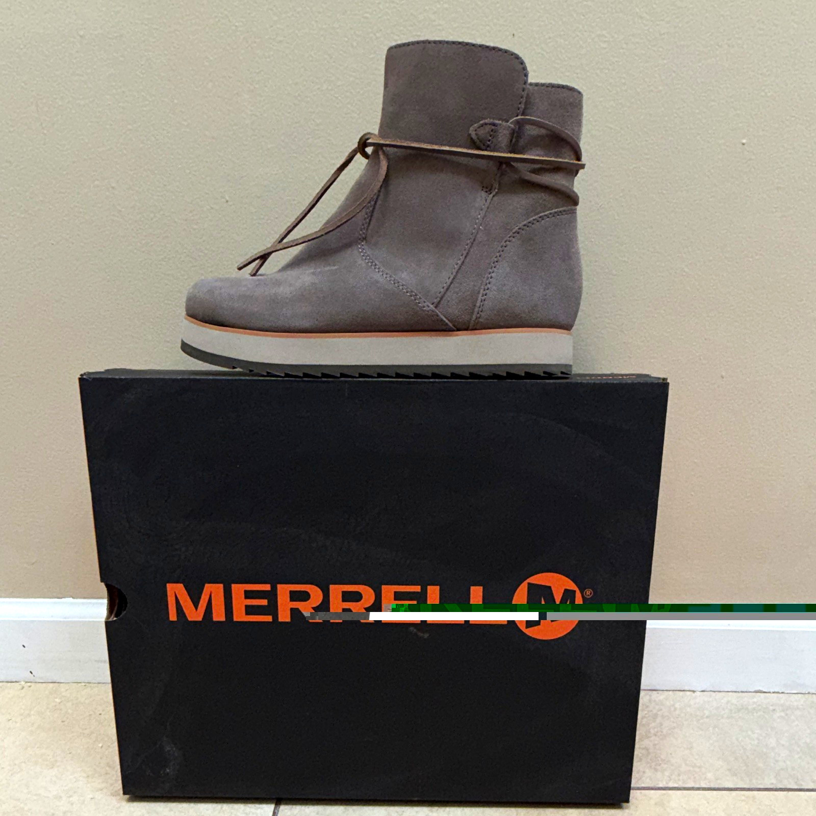 Merrell Juno Bluff PLR WP Gray Suede Waterproof Ankle Bootie Lace Up 9 M