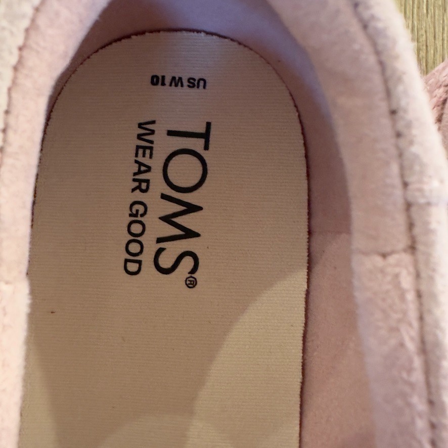 NEW TOMS Valencia Platform Espadrille Slip-On Shoes-Pink Café Crème Suede-US 10