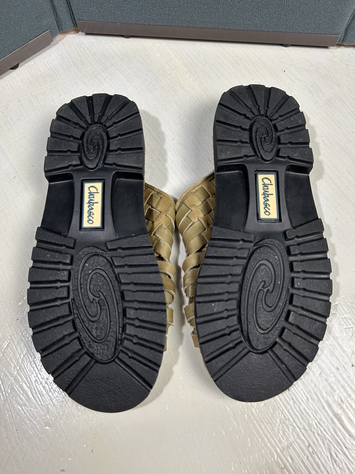 Chubasco Women Size US 7 Aztec Huaraches in Green Braided Leather Slide Sandals