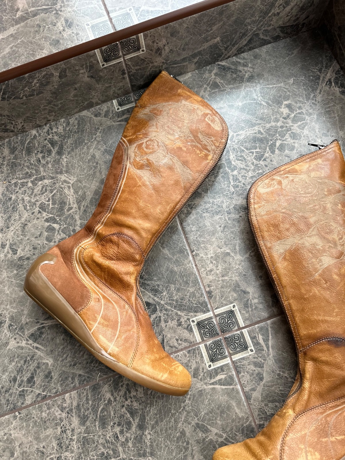 Vintage Puma x Alexander McQueen Leather Knee High Boots EU 37 US 6.5 Sample Rar