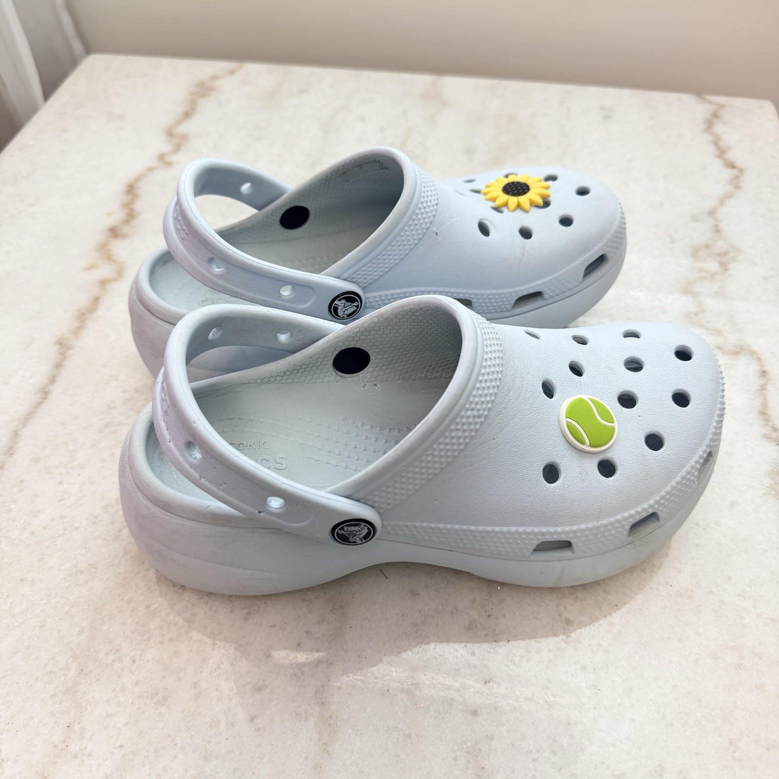 Crocs Womens Baya Platform Clog Light Blue Sz W-6 Iconic Comfort Chunky