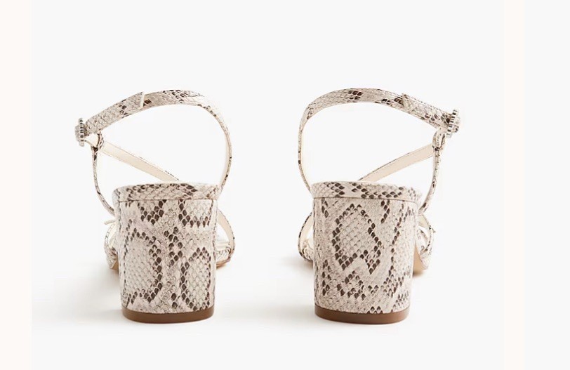 New in box $138 J Crew Women’s Strappy Buckle Heels Shoes Snake Size 5.5 CI966