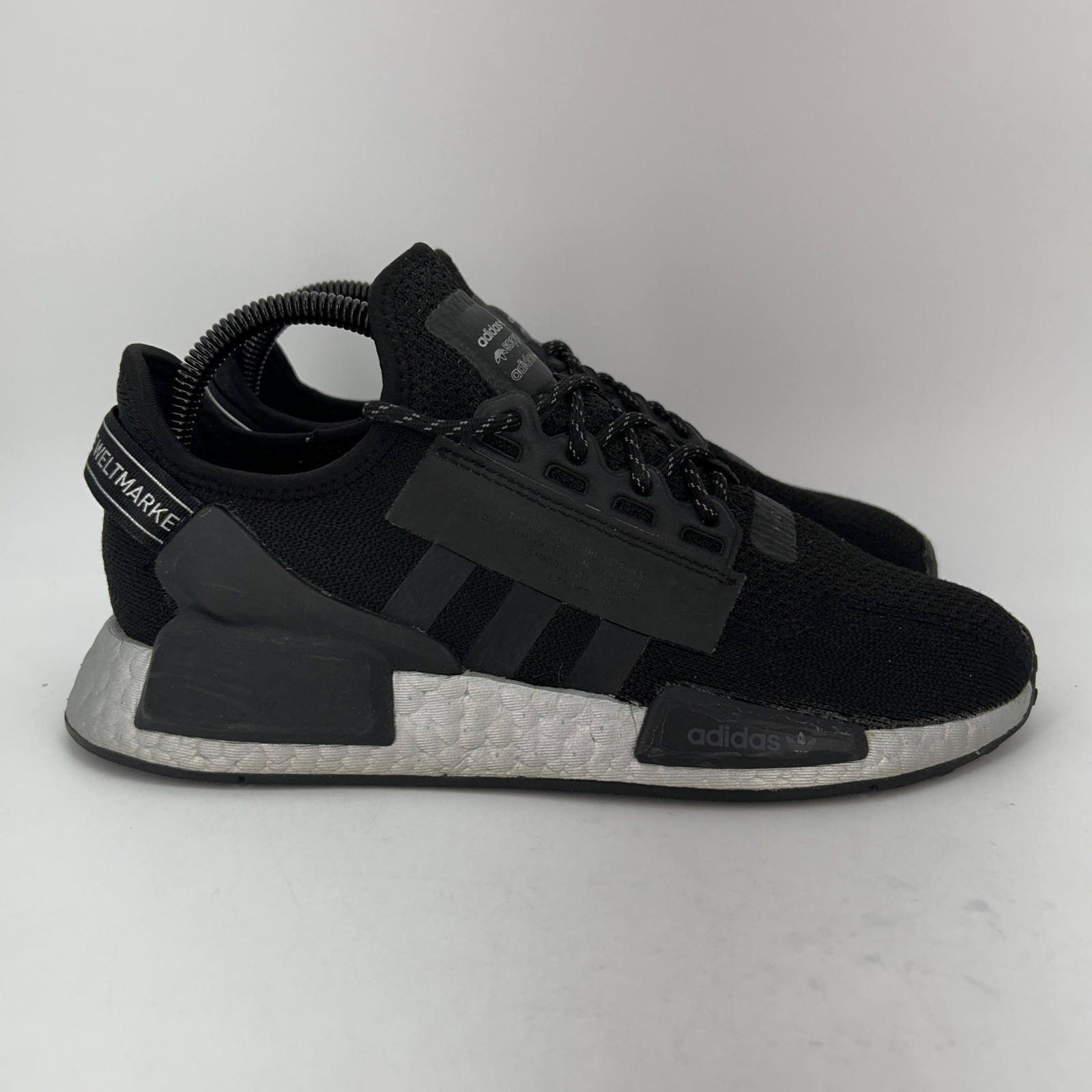 Adidas Shoes Womens Size 7.5 NMD R1 V2 Black Silver Boost Mesh Sneakers FW5449