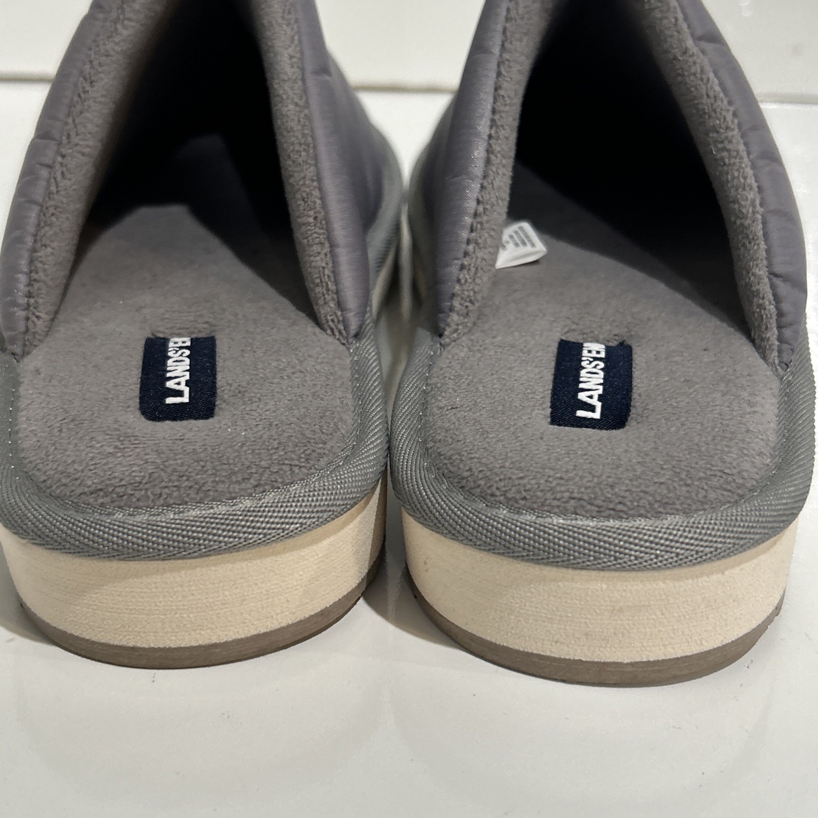 Lands’ End Fleece Lined Comfort Puffer Slip On Indoor Outdoor Slippers Women 8 B