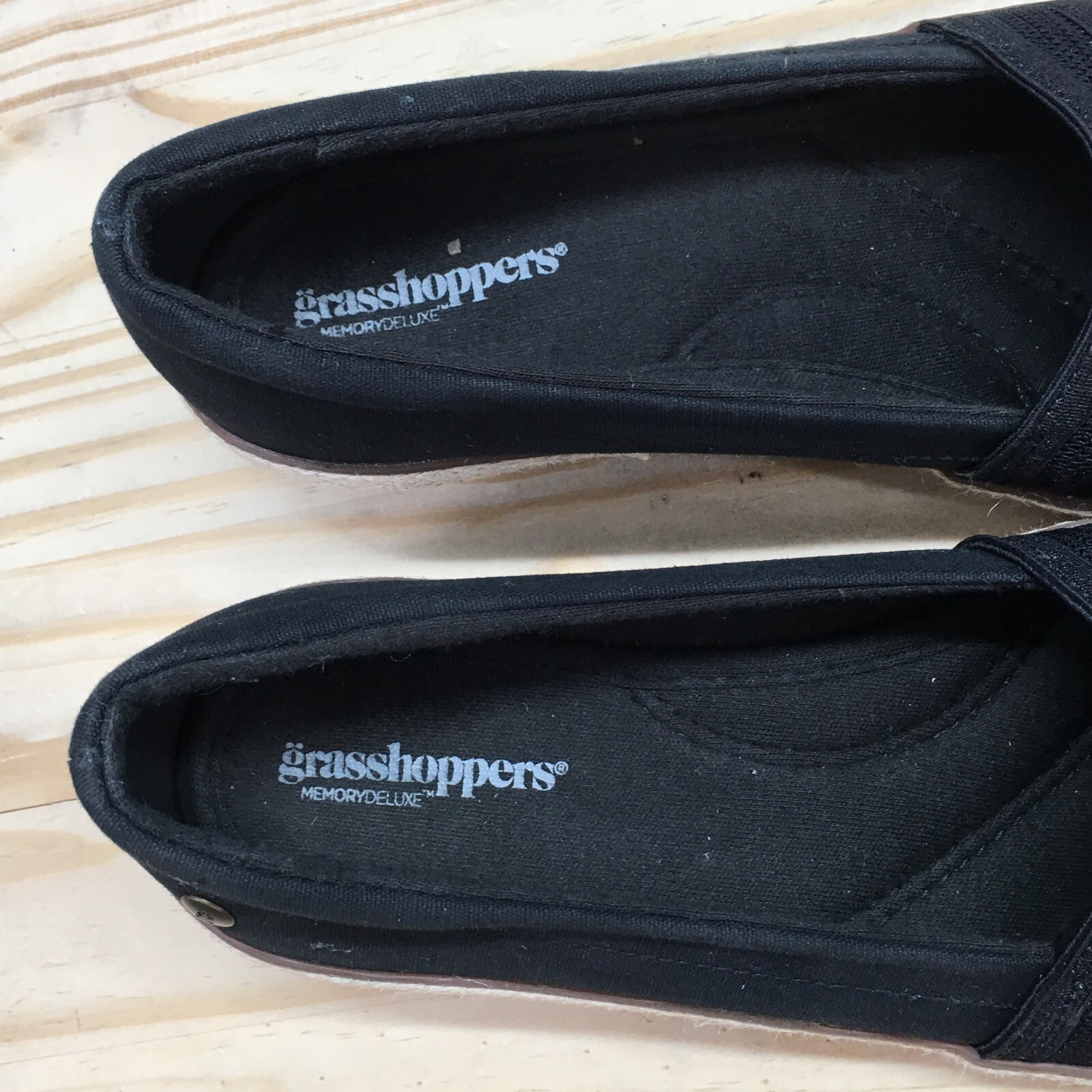 Grasshoppers Shoes Womens 6.5 M Cleo Casual Slip On Wedge Loafer Black Fabric