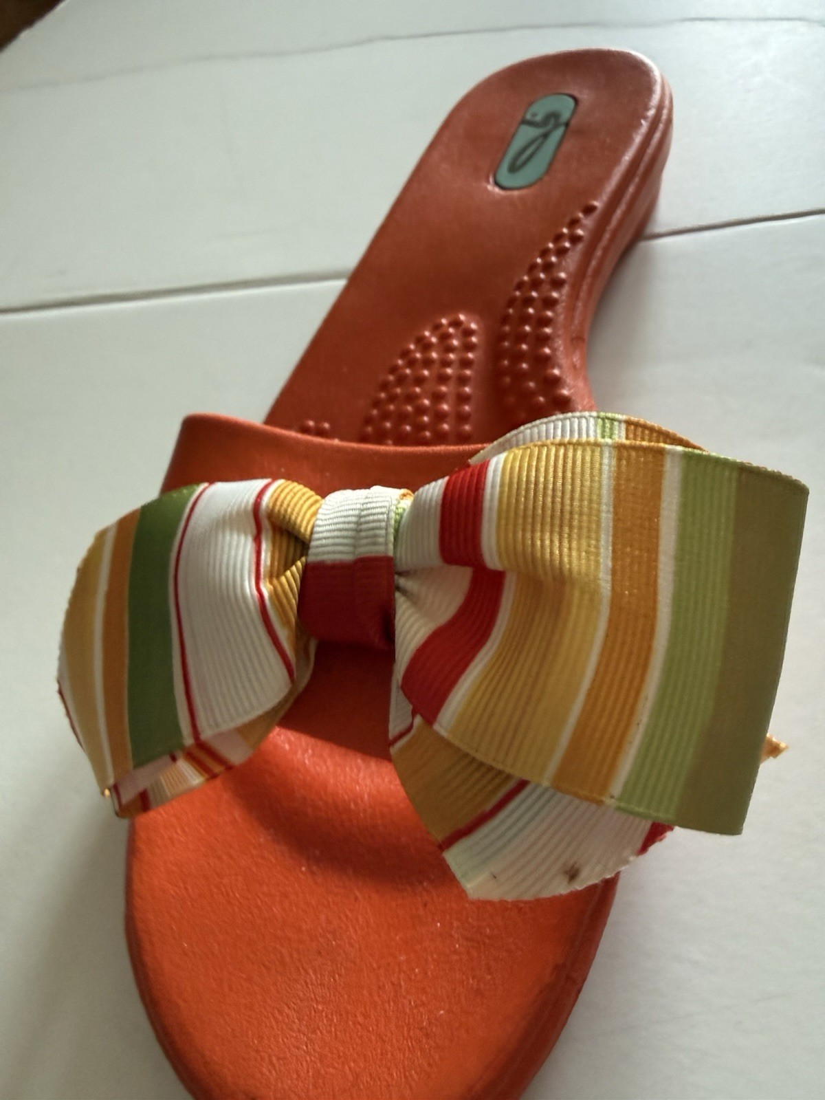 Oka B Women’s Small Orange Colorful Bow Sandals Preppy Limited Edtion