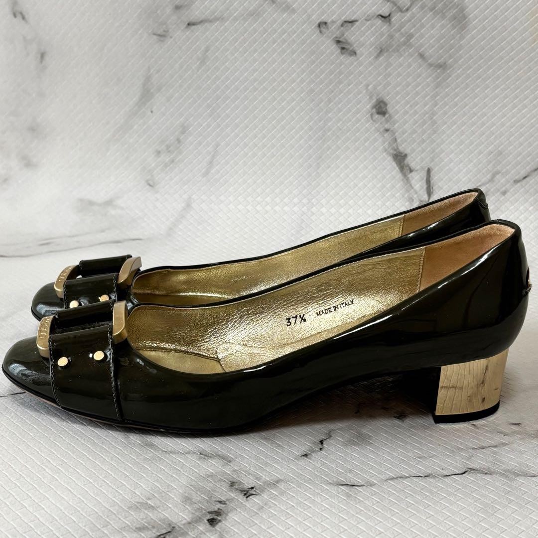 Good Condition Jimmy Choo Patent Leather Pumps Smoke 37.5 with Box