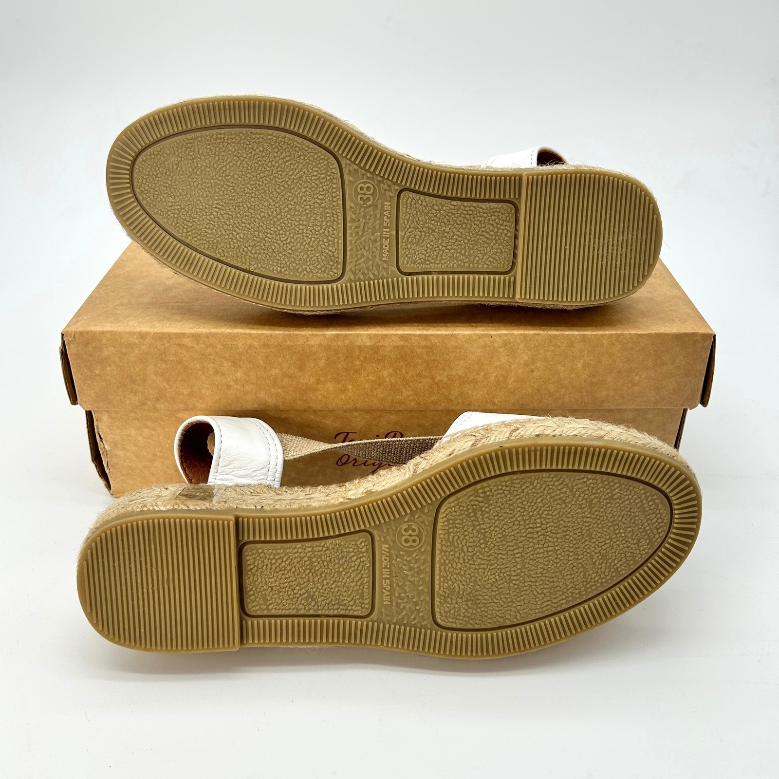 Womens Leather Espadrille Sandals Toni Pons Etna Sz. 7.5 White Hand Stitched NEW