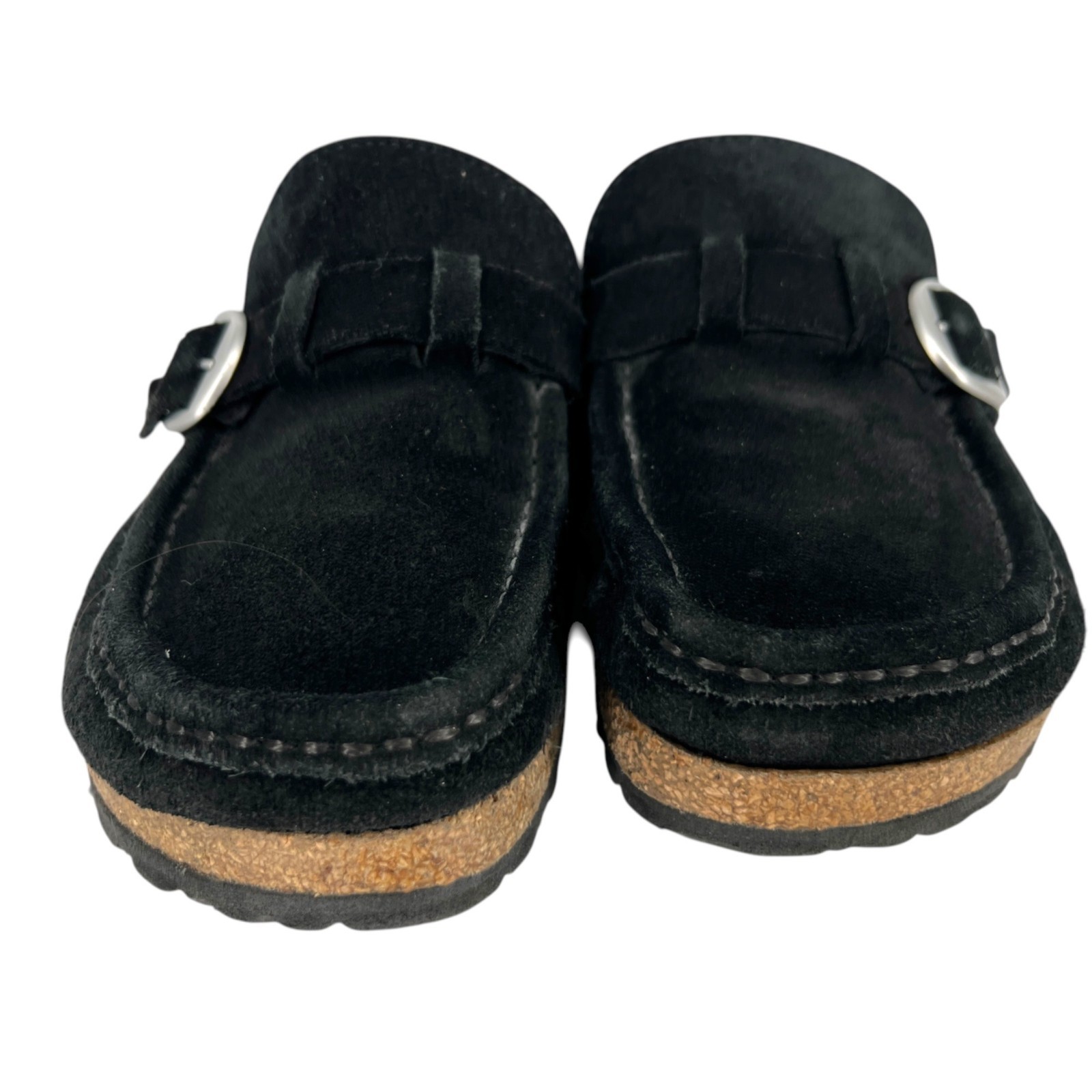 Birkenstock Buckley Shearling Clogs Black Suede Lined Slip-On Shoes Size 38 US 7