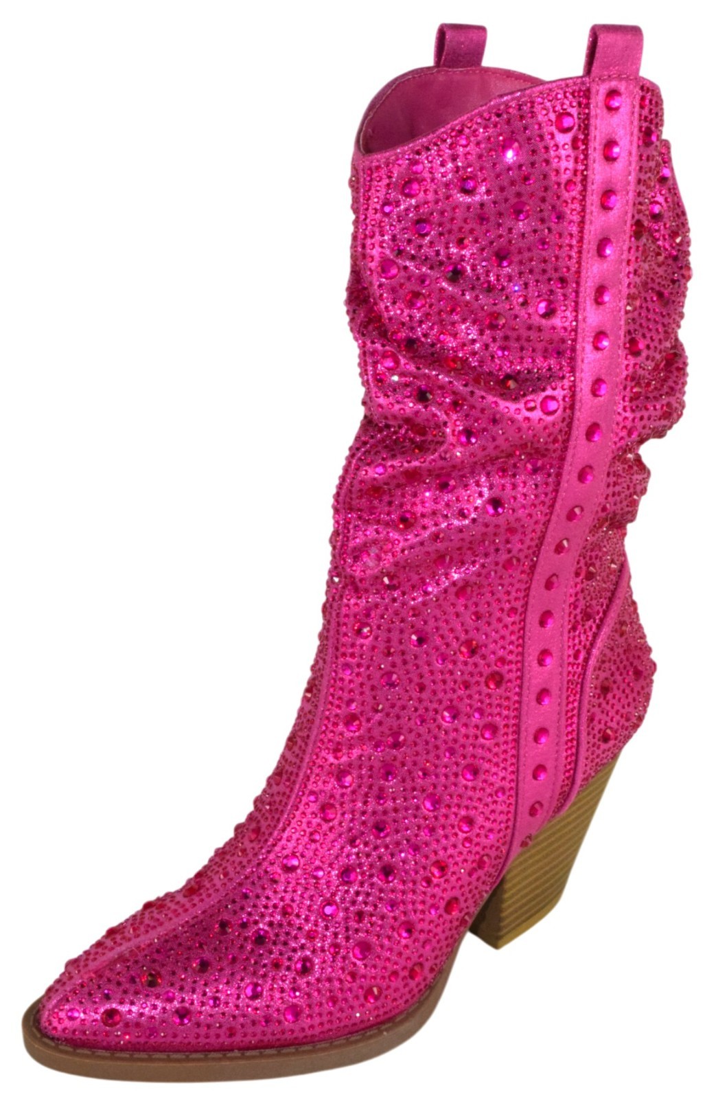 Forever Women Rhinestone Cowboy Boots Western Mid Calf Cowgirl RIVER-35 Hot Pink