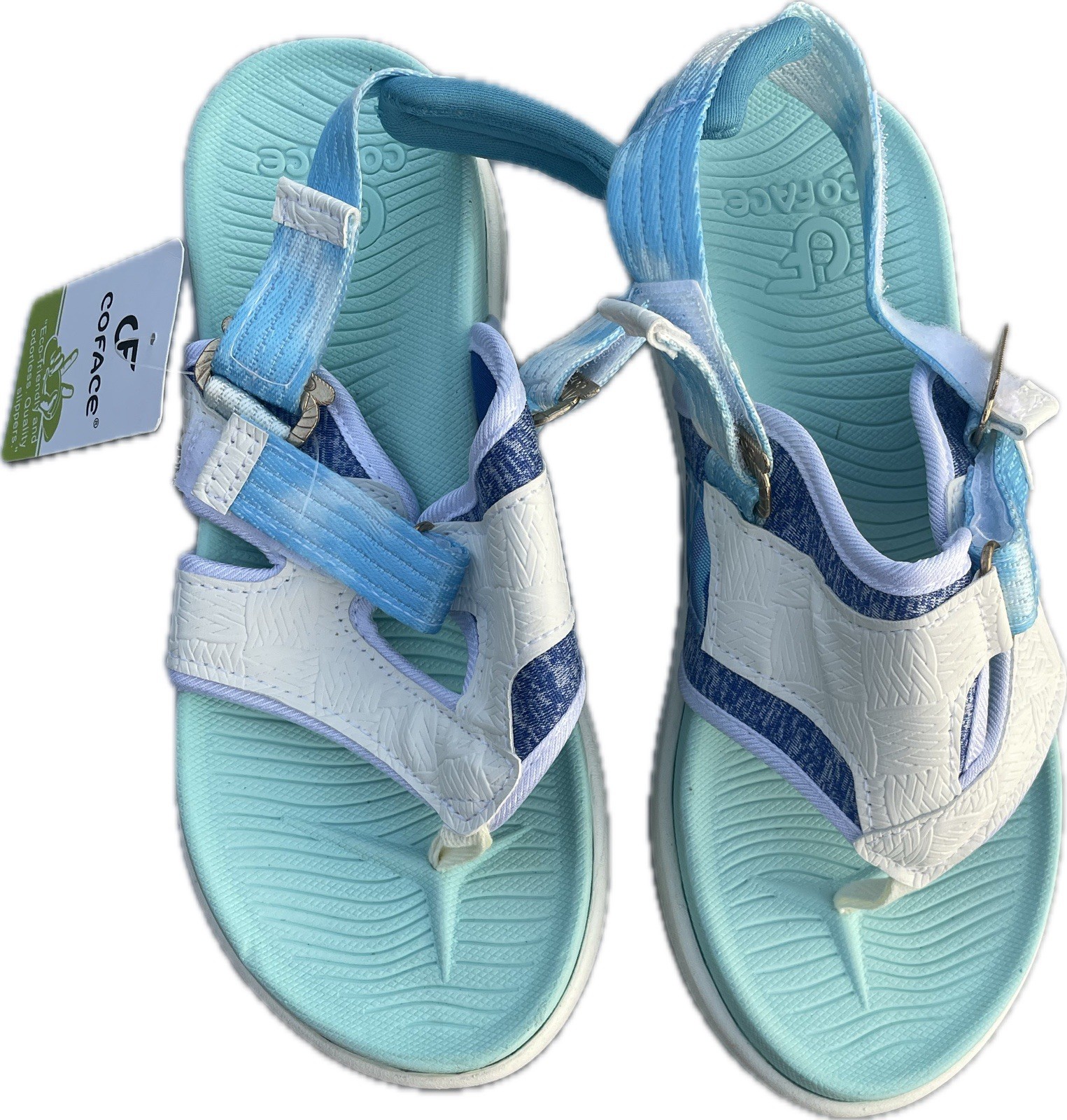 NWT! COFACE Flip Flops Sandals Adjustable Comfort Arch Eco-friendly Womens Sz 7