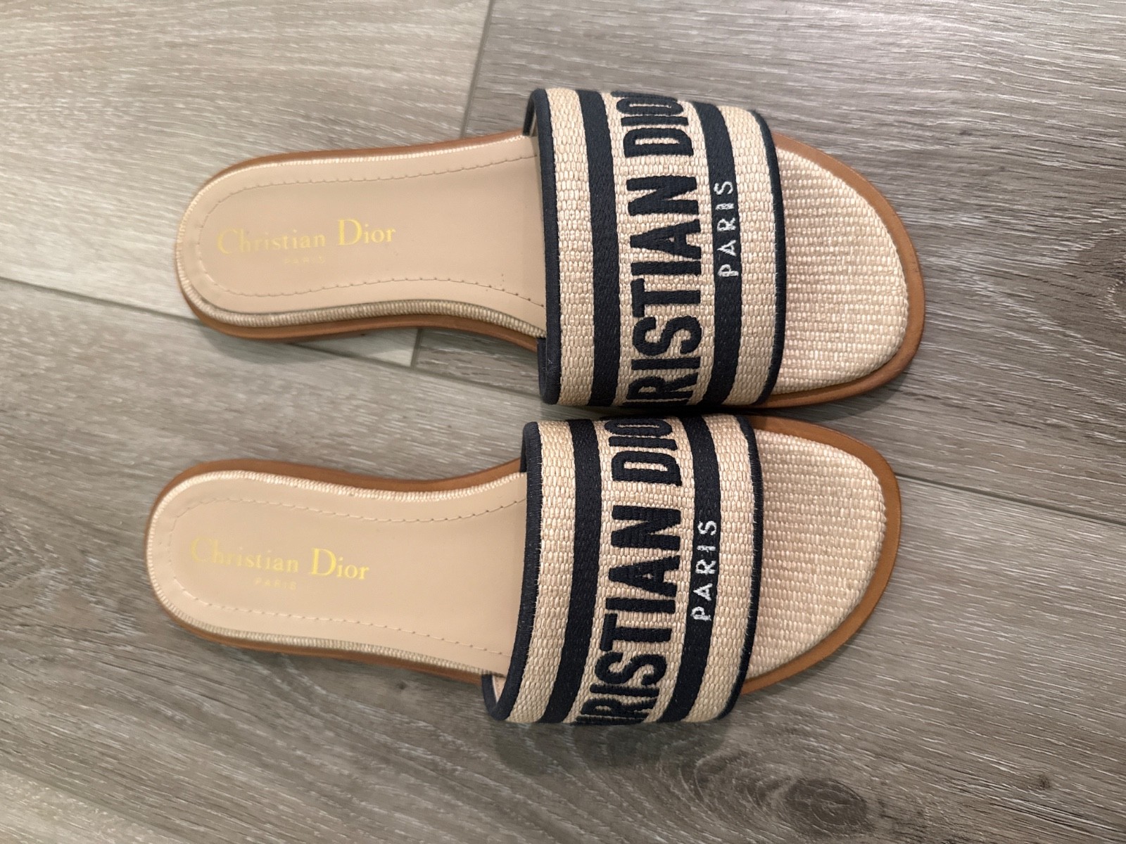 Navy blue and beige Christian Dior Slippers