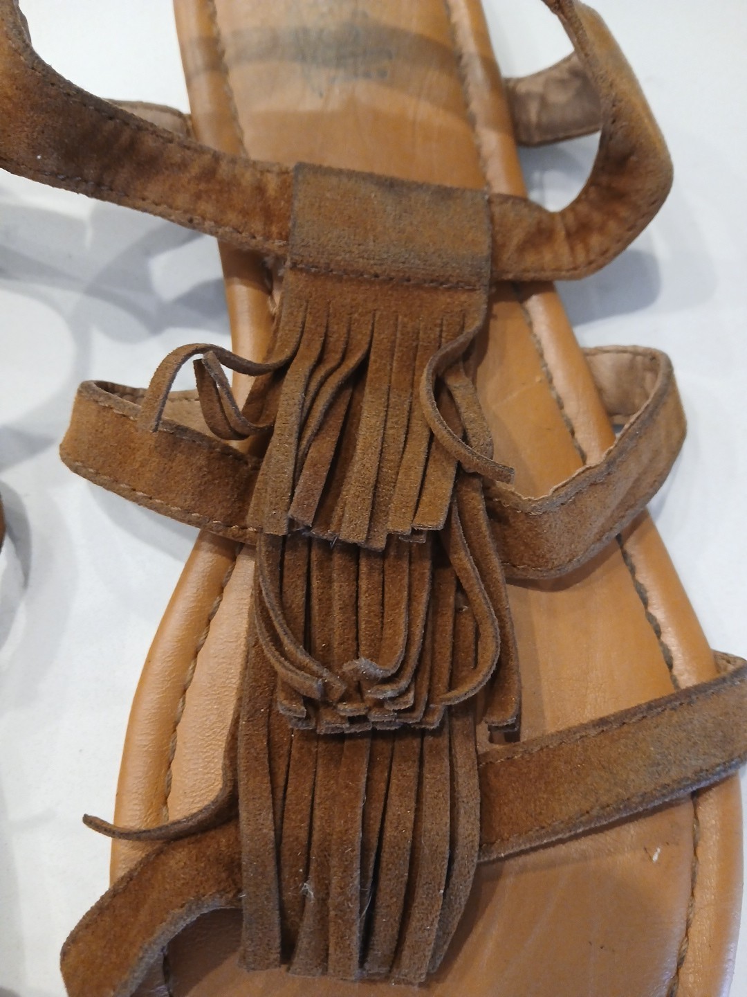 Bohemian Hippie Granola Fringe Sandals Western Cowgirl Brown 8