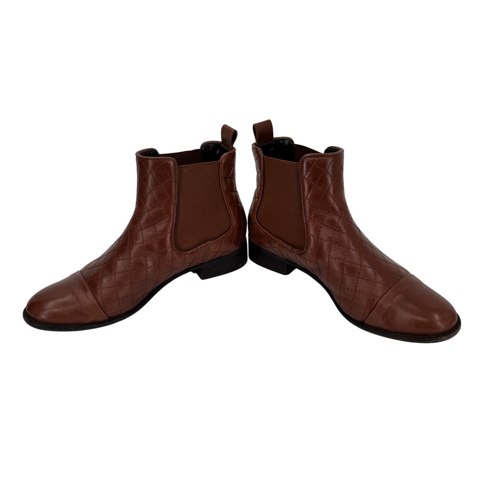 Talbots Leather Bootie Womens 9 M Brown Quilted Tish Soft Nappa Slip On Classic
