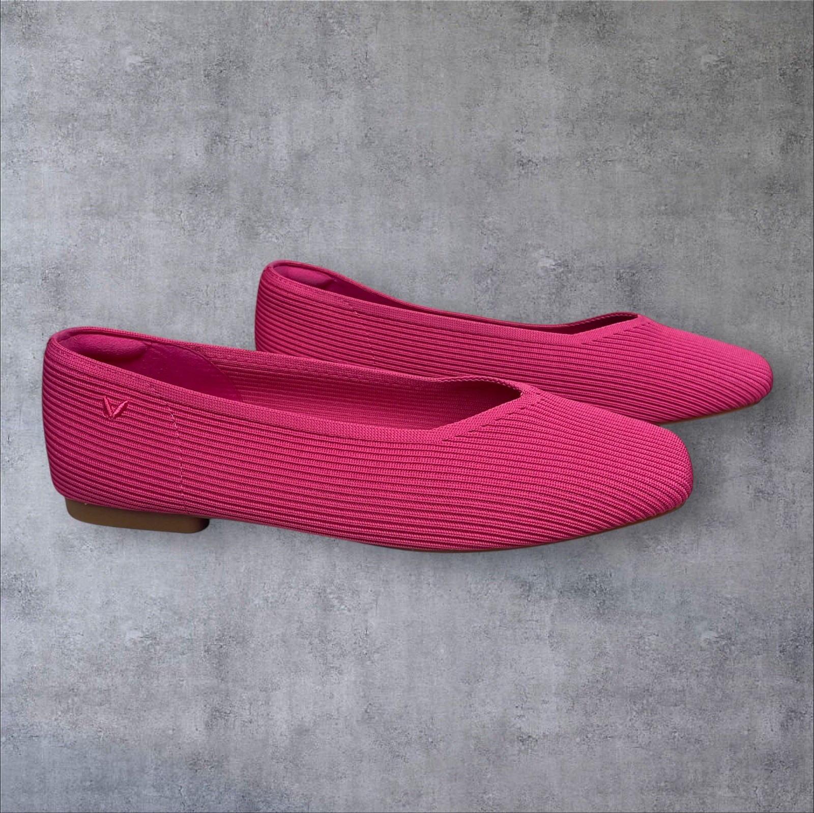 Vivaia Pink Square Toe V Cut Margot 2.0 Knit Ballet Flats Womens 43 Us 11.5-12