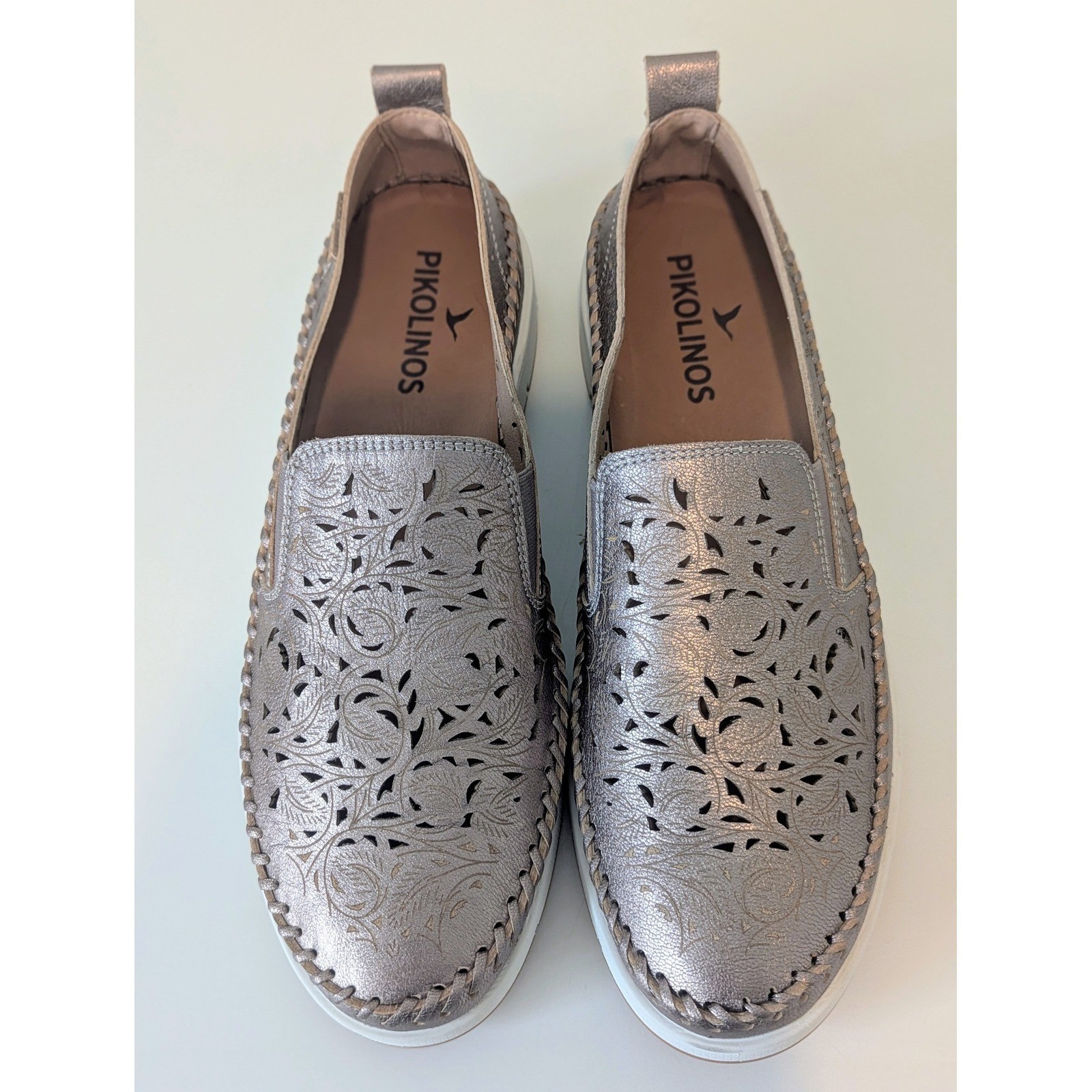 Pikolinos Tenerife Metallic Bronze Laser Cut Leather Slip On Loafer US 9-9.5 NEW