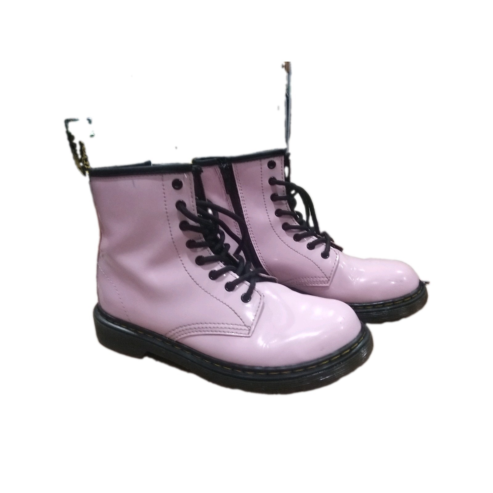 Dr Martens Pink Patent Leather Lace Up Zip Boots Womens Size 5 US