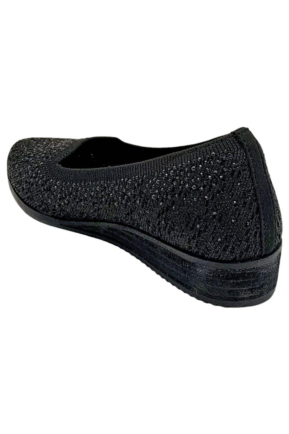 Skechers Women’s Cleo Sawdust Sparkle Knit Skimmers Twinkle Black