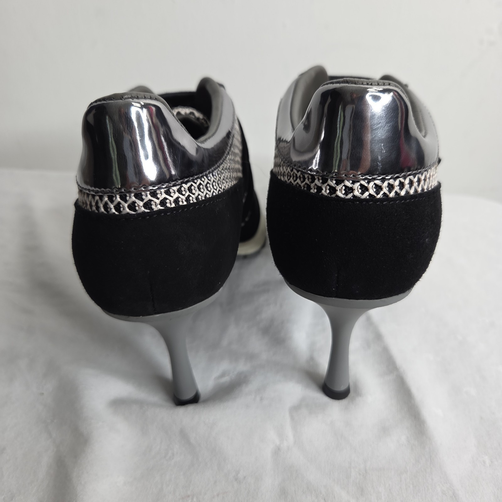 Sneex Sarah Blakely The Blake Hy-Heels 9 Black Silver Stiletto Made Spain