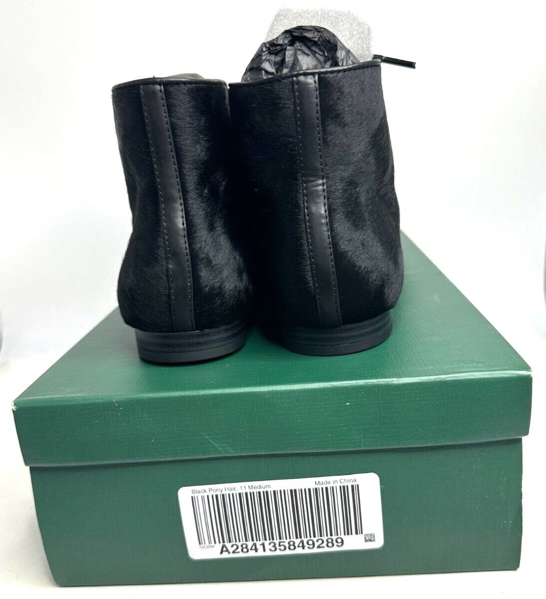 LOGO by Lori Goldstein Flat Lace-Up Ankle Boots Booties Black Pony Hair 11 M US