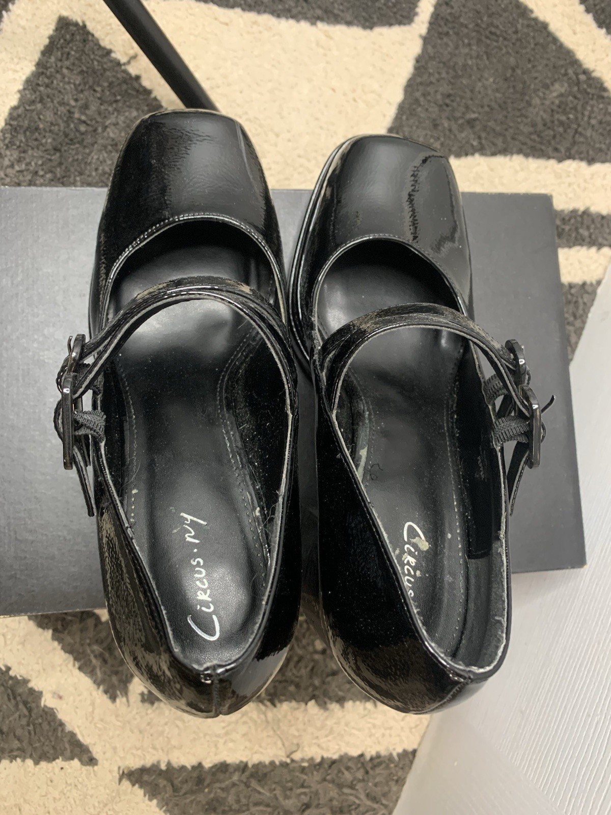 Circus by Sam Edelman Black Patent Leather Platform Mary Jane Square Toe 8M