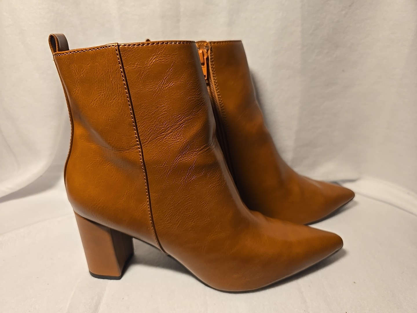 Shoe Dazzle Women Maysie Block Heel Booties Size US 11 Brown Leather See Photos