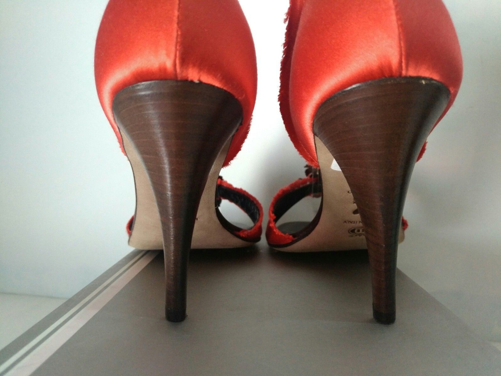 Manas Lea Foscati Elegant Sandal Women Satin Red ITALY N°35-36-37-38-39-40