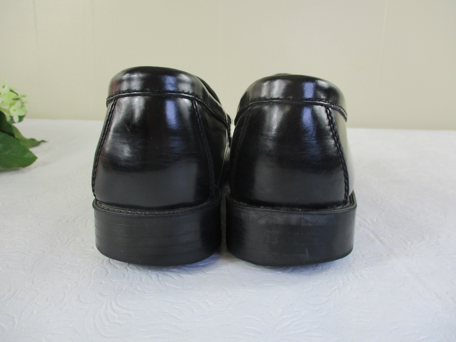 GH Bass Weejuns 7W Katherine II Penny Loafers Black Leather Shoes made Brazil