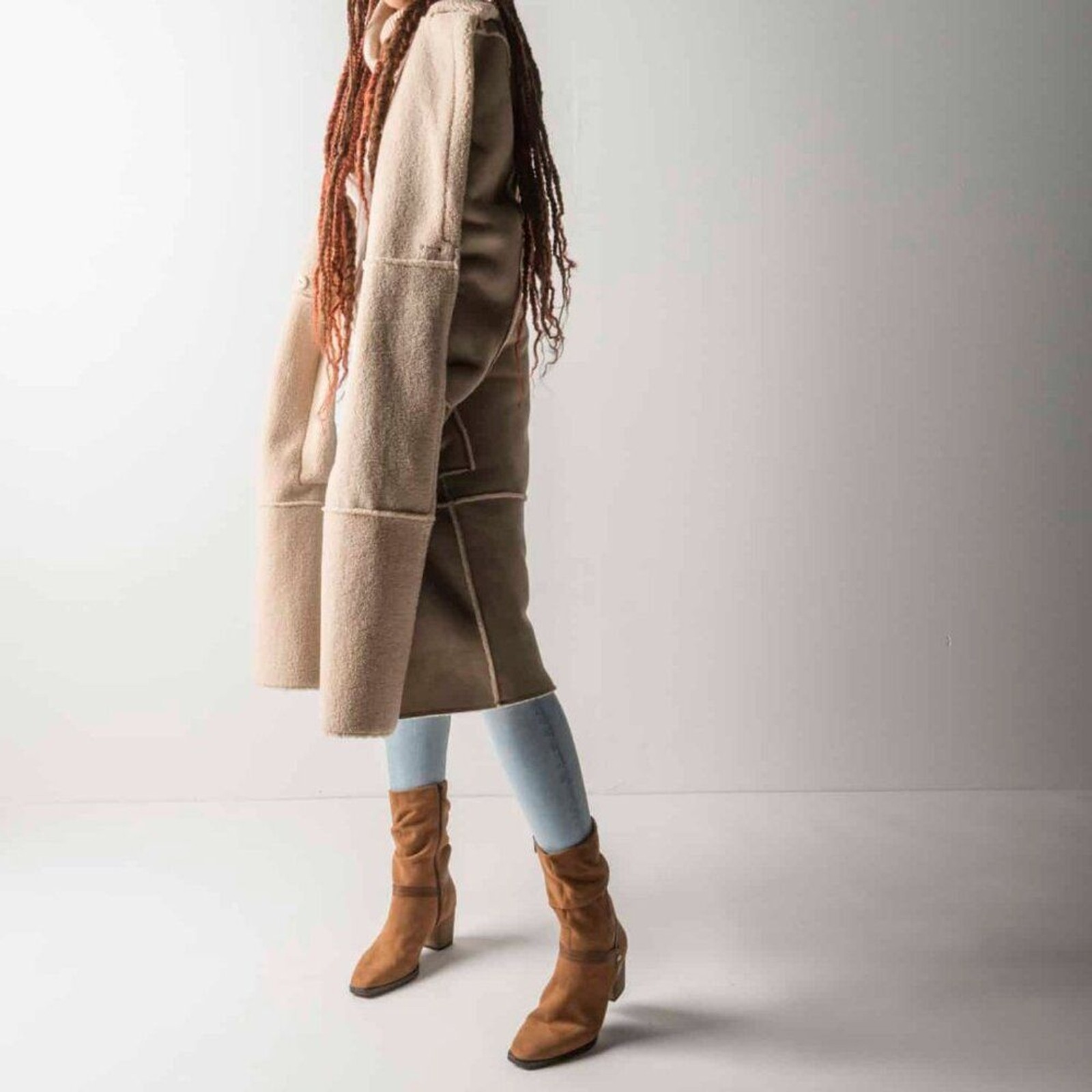 Boho Western Leather Suede Slouchy Boot Size 10 Tan Bootie Jatarea Omi Neutral