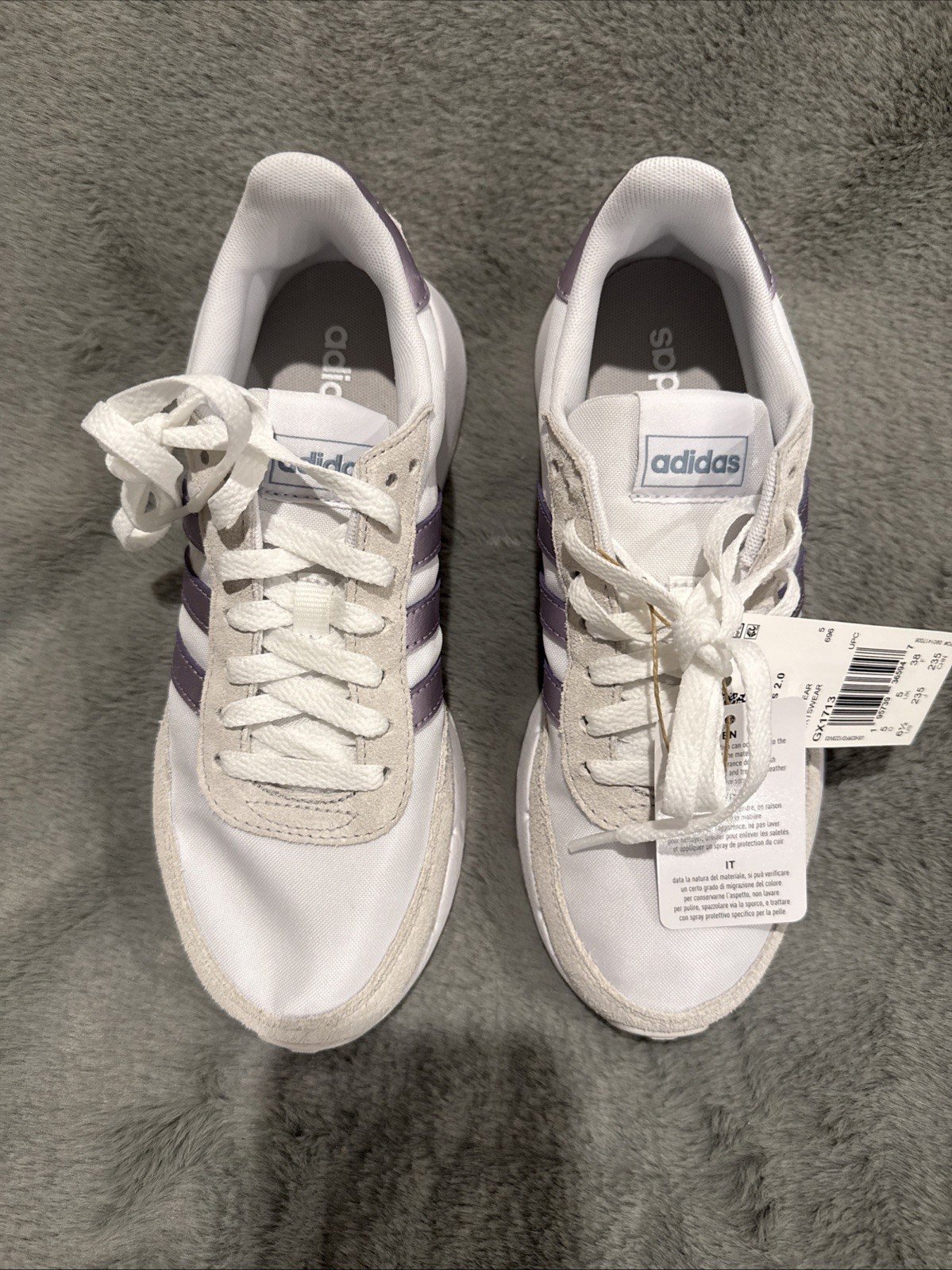 Adidas Run 60s 2.0 White Purple Grey Women’s Size 6.5 New In Box