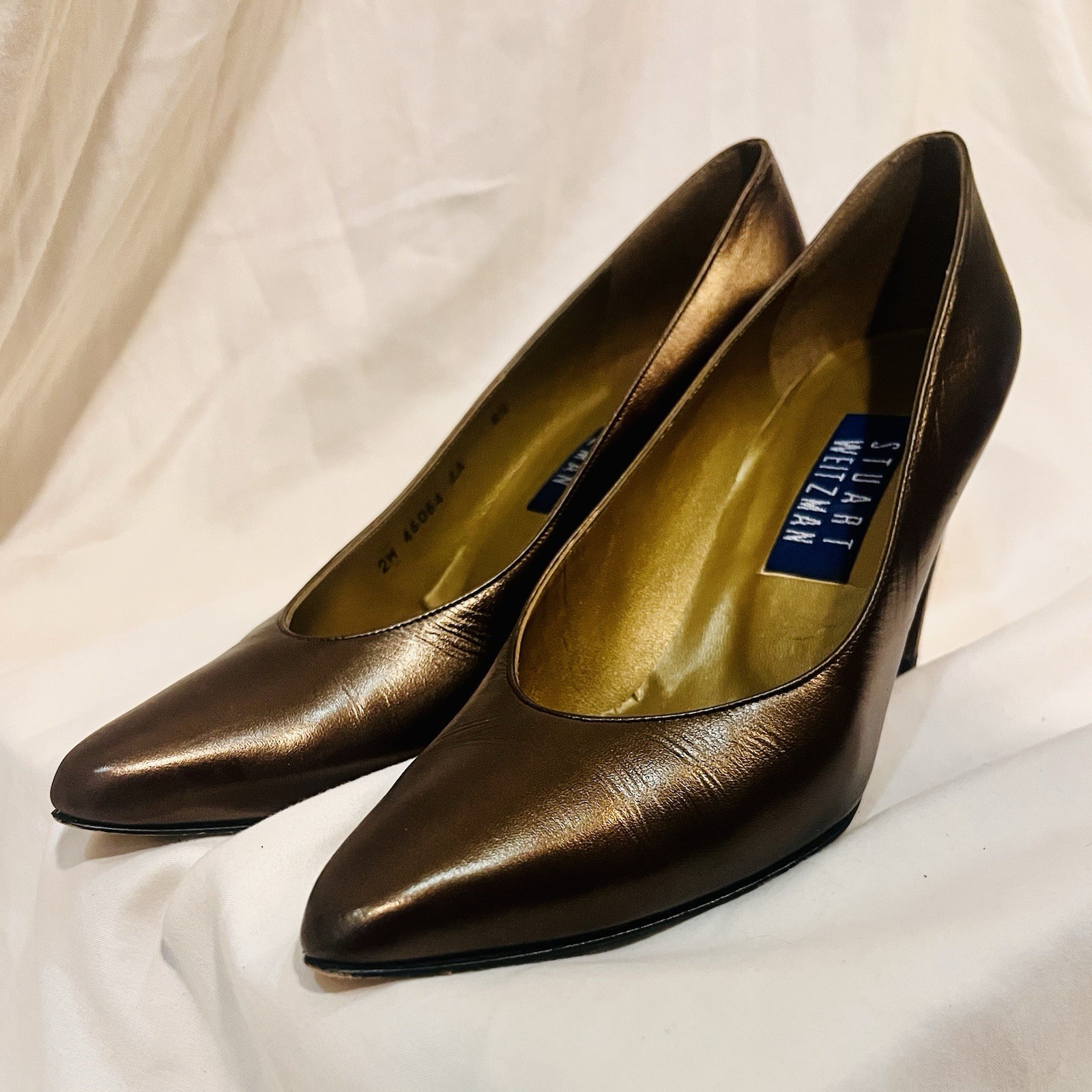 Stuart Weitzman Bronze Metallic Leather High Heel Pumps, Vintage