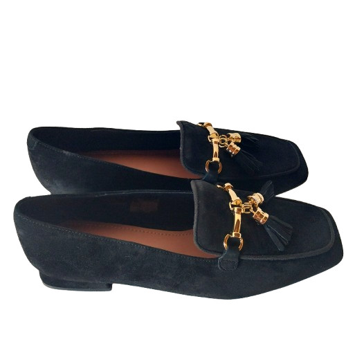 WOMEN’S LOAFER – ANAIS SUEDE LEATHER WITH ROUGH TASSEL BLUE