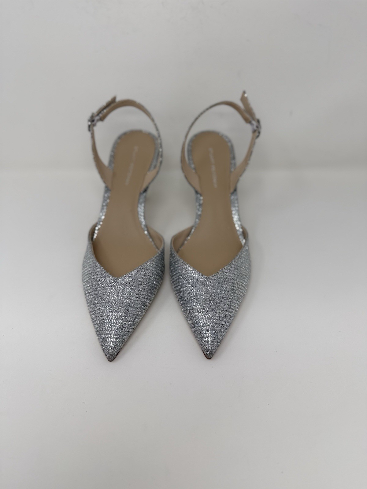 New Stuart Weitzman Julia 75 Slingback Pump Silver Sz 8