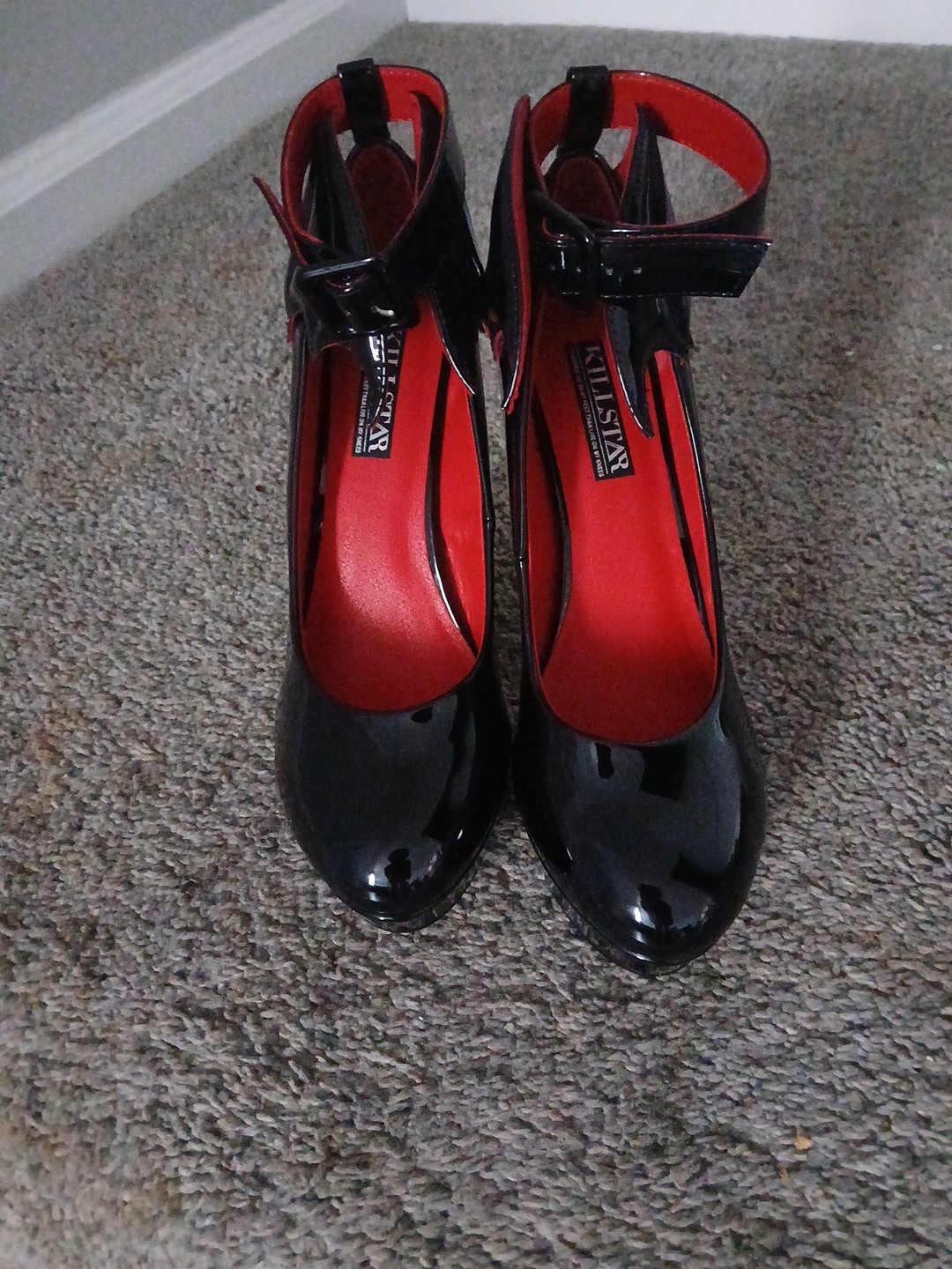 Killstar Cemetery Lane Black Patent Goth Bat Wing Heels Women’s US Size 8 New