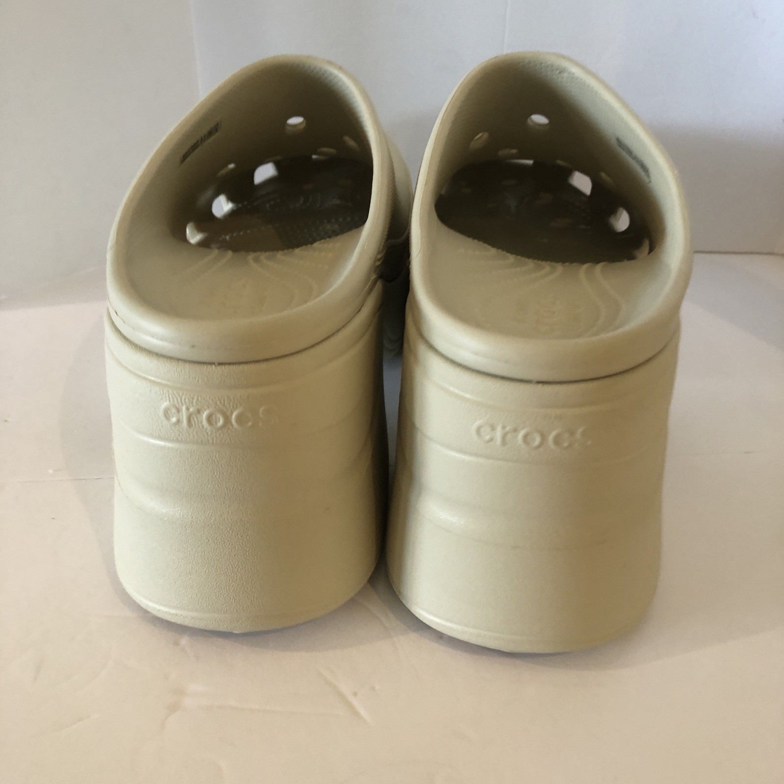 Crocs Siren Platform Clogs Bone Ivory Color Unisex W 12 M 10 High Heel