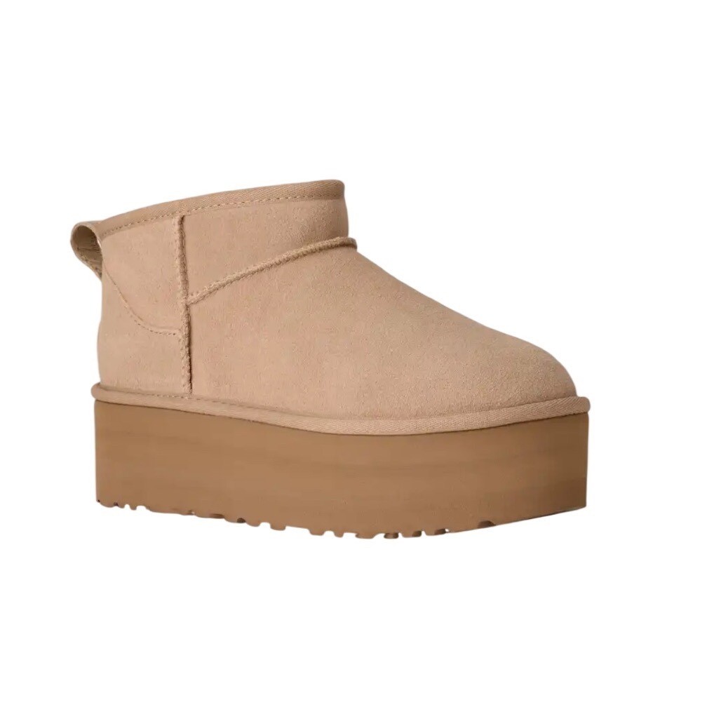 UGG Classic Ultra Mini Platform Boot Driftwood Suede Tan 1135092 Womens 7