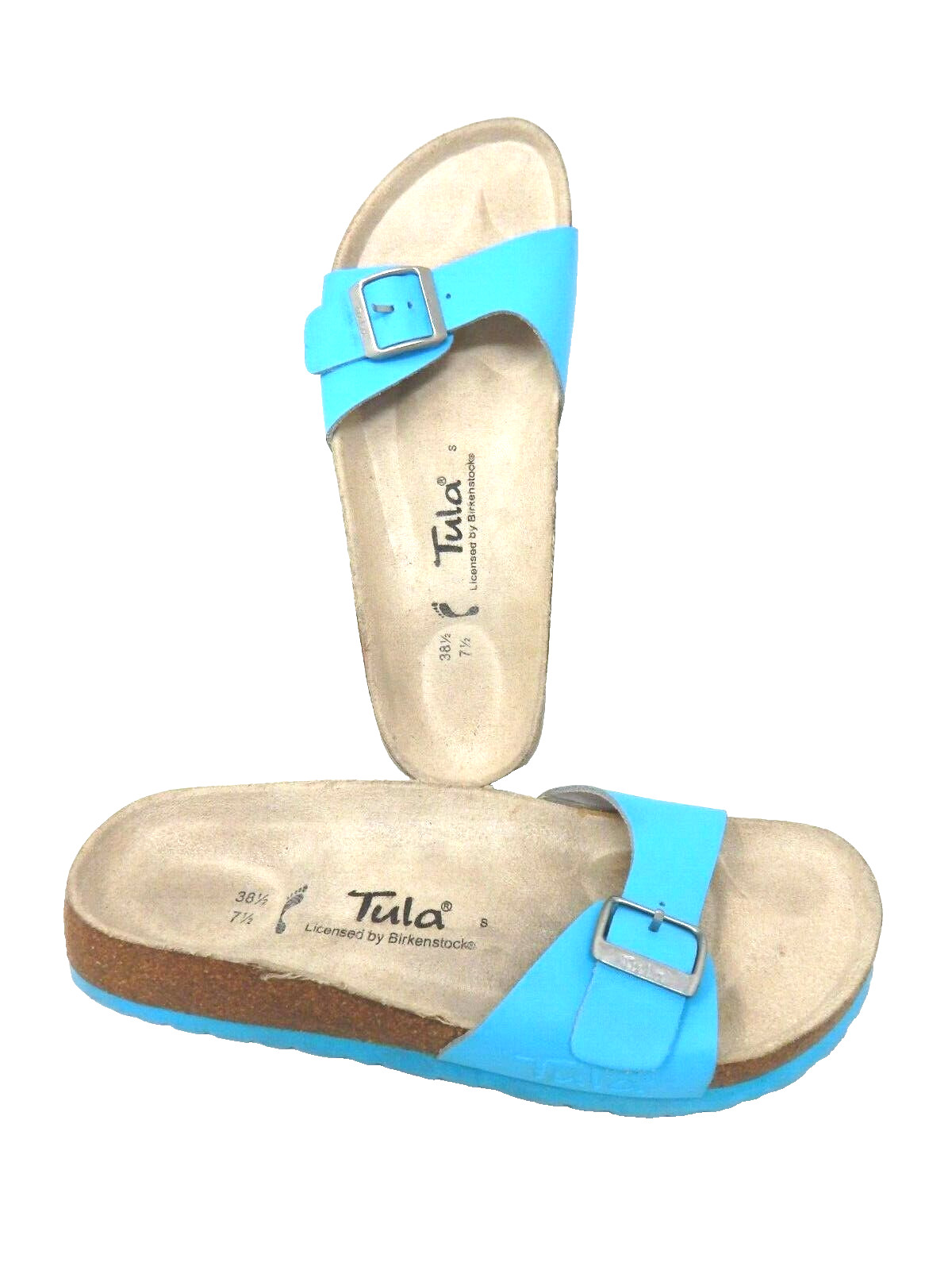 Birkenstock/Tula Blue Birko-Flor Flat Wedge Slide Sandals Sz:7.5 M US/38.5 EU