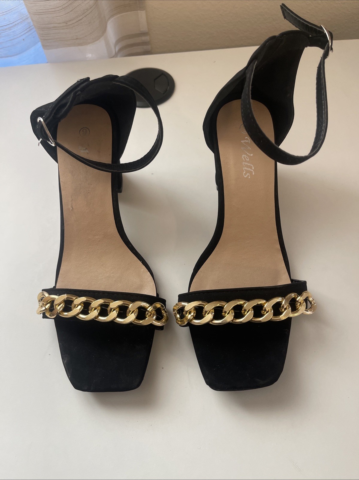 Wells Black Heel Sandals Size 9